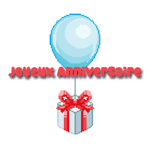 Gif animé joyeux anniversaire ballon cadeau